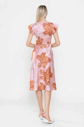 Rochie Caramel semicloș roz R8531