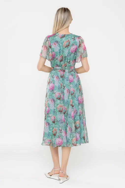 Rochie Caramel voal imprimat verde R8544 picture - 3