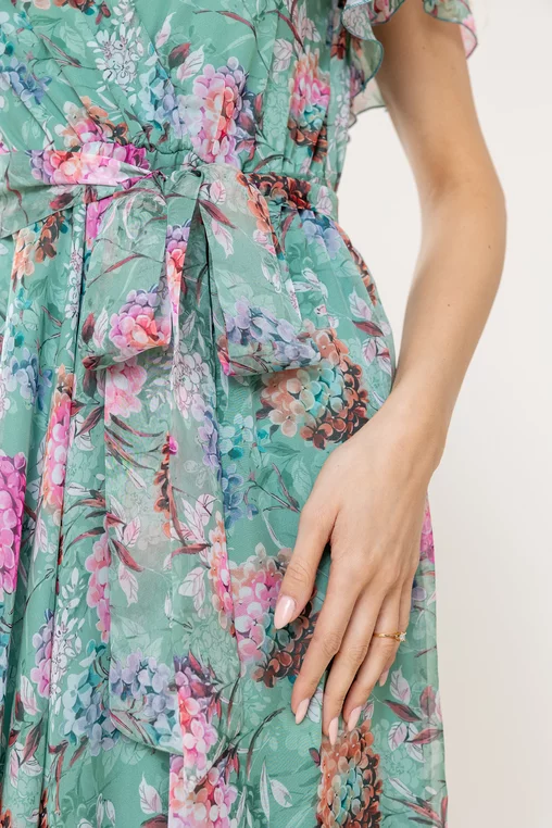 Rochie Caramel voal imprimat verde R8544 picture - 2