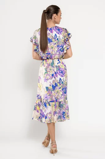 Rochie Caramel voal imprimeu floral lila R8525