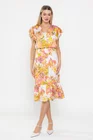 Rochie Caramel voal imprimeu floral orangeR8525 thumbnail picture - 