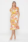 Rochie Caramel voal imprimeu floral orangeR8525 thumbnail picture - 