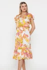 Rochie Caramel voal imprimeu floral orangeR8525 thumbnail picture - 