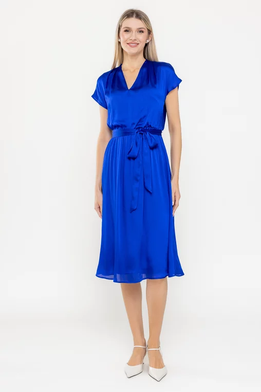 Rochie Caramel voal striat albastră R8550 picture - 1