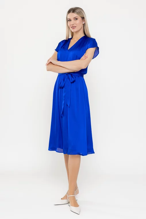 Rochie Caramel voal striat albastră R8550 picture - 2