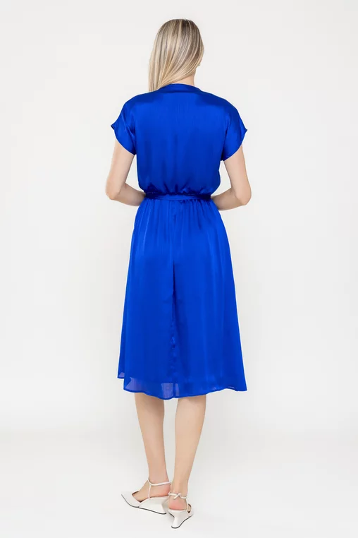Rochie Caramel voal striat albastră R8550 picture - 3