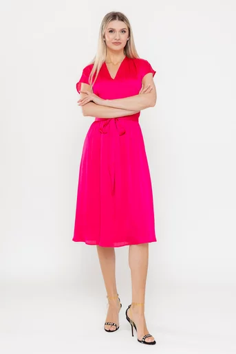 Rochie Caramel voal striat fucsia R8550