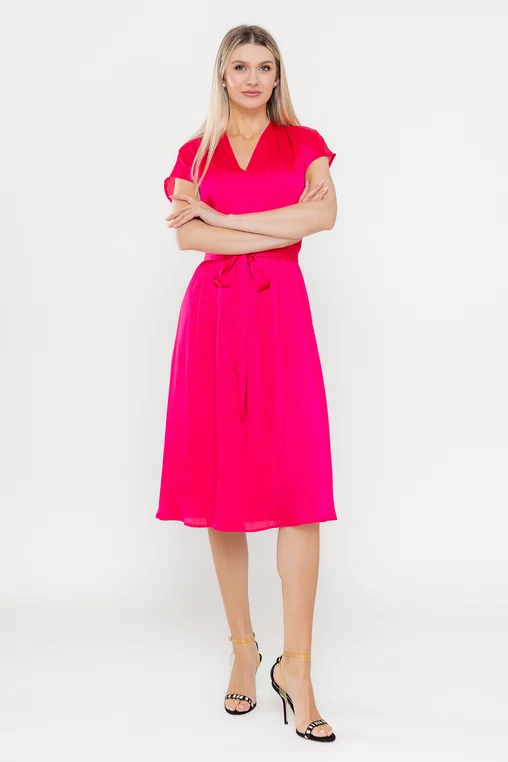 Rochie Caramel voal striat fucsia R8550 picture - 1