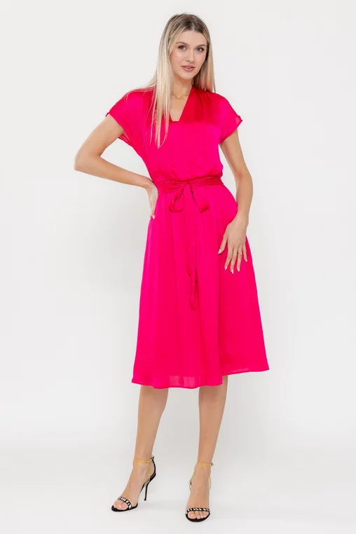 Rochie Caramel voal striat fucsia R8550 picture - 3