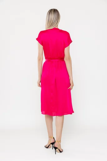 Rochie Caramel voal striat fucsia R8550