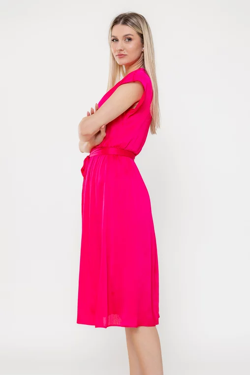 Rochie Caramel voal striat fucsia R8550 picture - 4