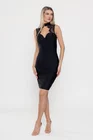 Rochie conică elegantă cu inserție dantelă neagră RLY0301 thumbnail picture - 