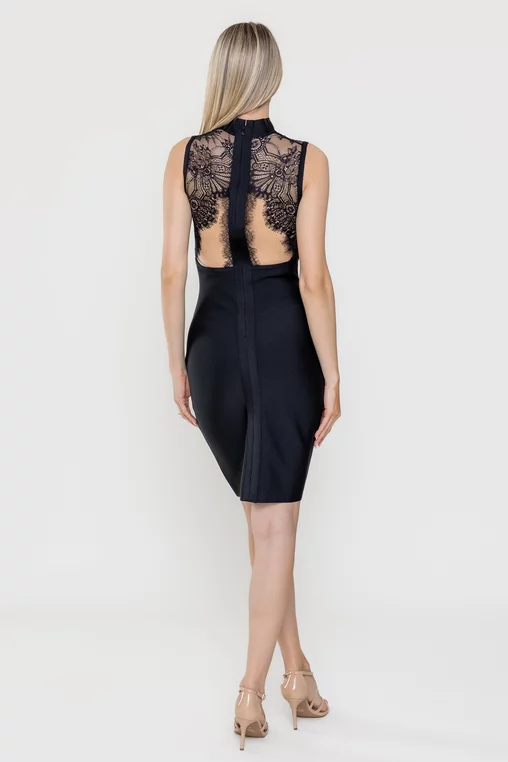 Rochie conică elegantă cu inserție dantelă neagră RLY0301 picture - 2
