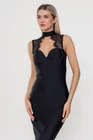 Rochie conică elegantă cu inserție dantelă neagră RLY0301 thumbnail picture - 