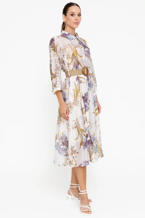 Rochie tip cămașă cu curea ivory RBR0512 picture - 6