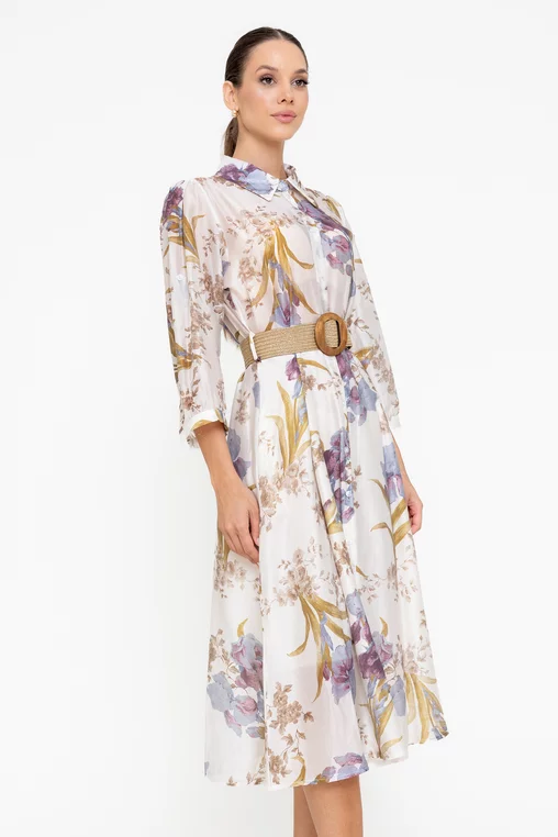 Rochie tip cămașă cu curea ivory RBR0512 picture - 3