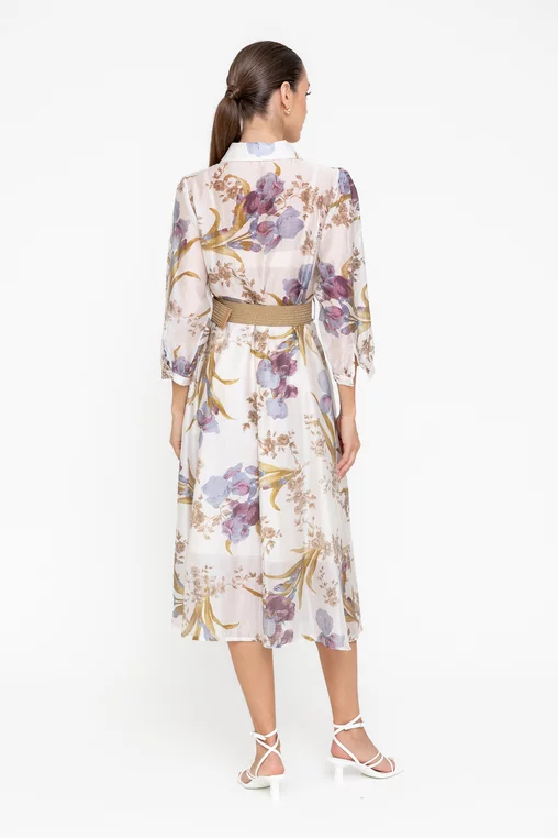Rochie tip cămașă cu curea ivory RBR0512 picture - 2