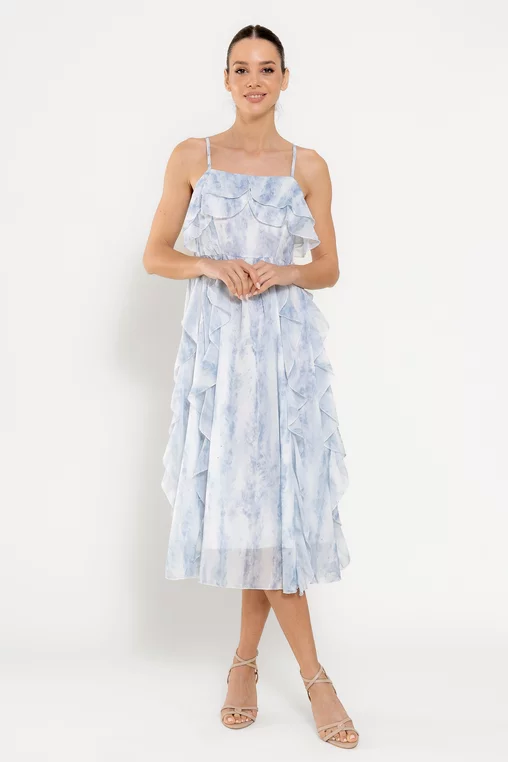 Rochie fluidă cu volane albastră RFY0302 picture - 3