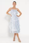 Rochie fluidă cu volane albastră RFY0302 thumbnail picture - 