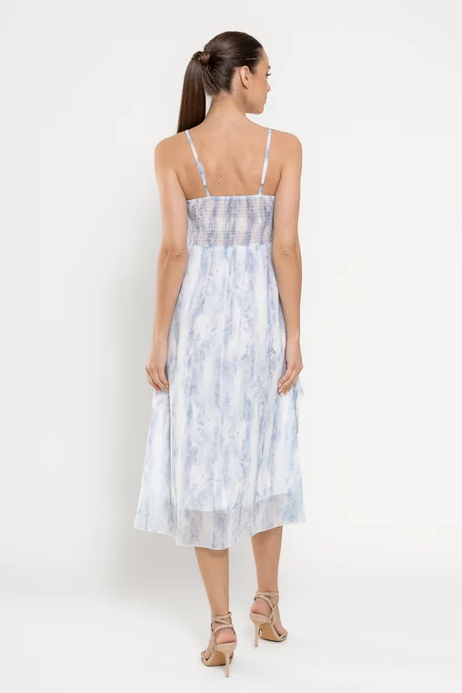 Rochie fluidă cu volane albastră RFY0302 picture - 5