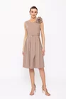 Rochie jerse cu curea și floare bej RBR0202 thumbnail picture - 