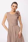 Rochie jerse cu curea și floare bej RBR0202 thumbnail picture - 