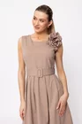 Rochie jerse cu curea și floare bej RBR0202 thumbnail picture - 