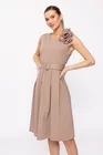 Rochie jerse cu curea și floare bej RBR0202 thumbnail picture - 