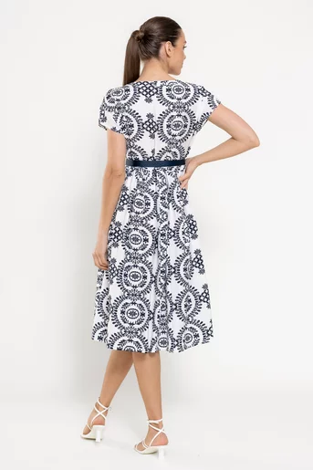 Rochie lejeră cu cordon ripsat alb-negru RBD0301