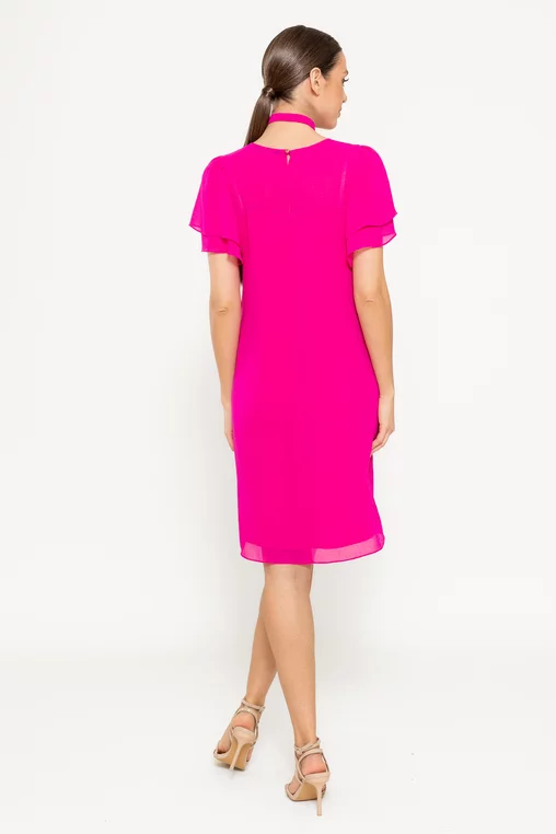 Rochie lejeră cu cordon și floare fucsia R8521 picture - 6
