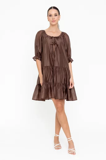Rochie lejeră cu fundițe maro RSO0503