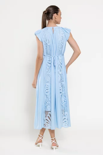 Rochie lejeră cu inserție dantelă bleu RFY0307