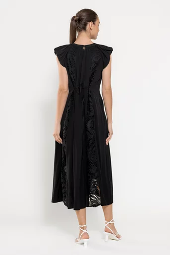 Rochie lejeră cu inserție dantelă neagră RFY0307