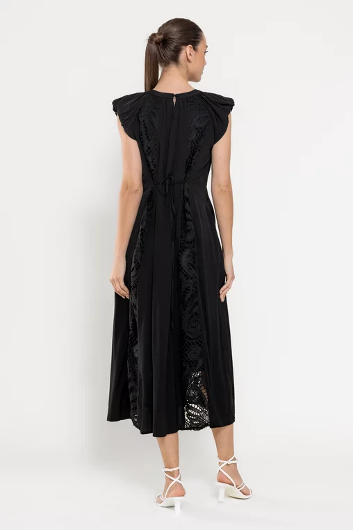 Rochie lejeră cu inserție dantelă neagră RFY0307 picture - 2
