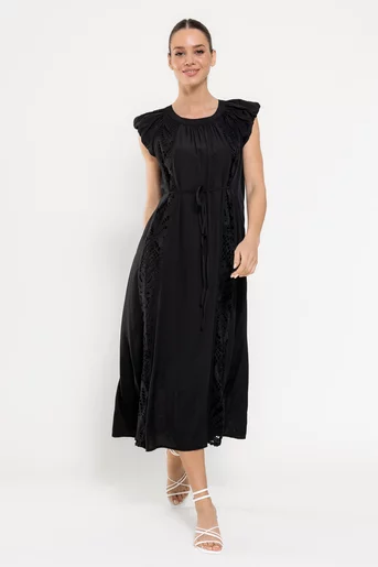 Rochie lejeră cu inserție dantelă neagră RFY0307