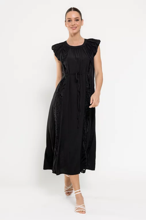 Rochie lejeră cu inserție dantelă neagră RFY0307 picture - 1