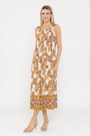 Rochie lejeră cu pliuri la bust galbenă RLA0514