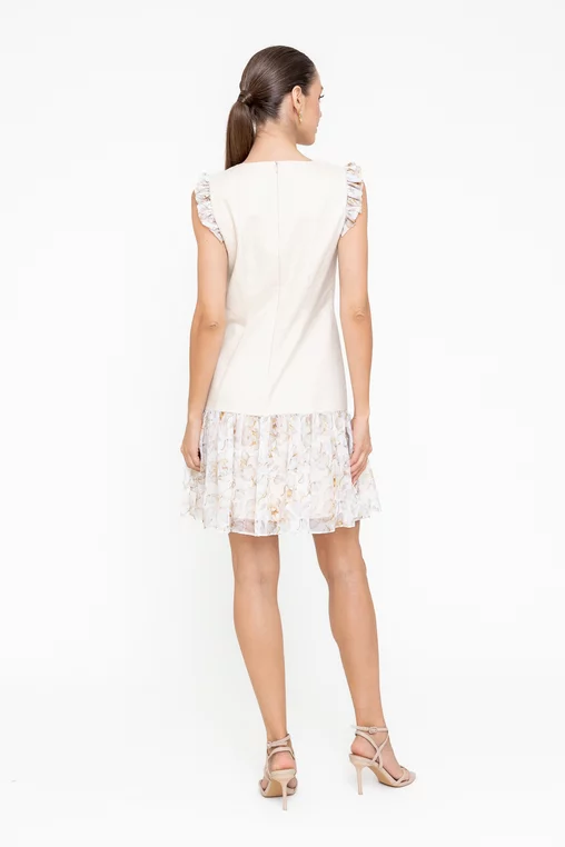 Rochie lejeră cu volan bej R8554 picture - 2
