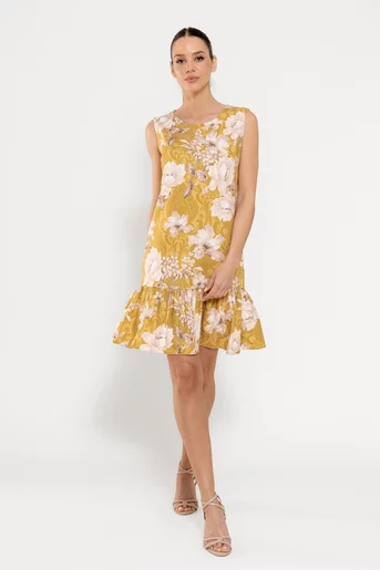Rochie lejeră cu volan galbenă R8529