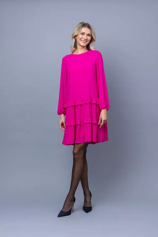 Rochie lejera cu volane duble fucsia R8350 picture - 2