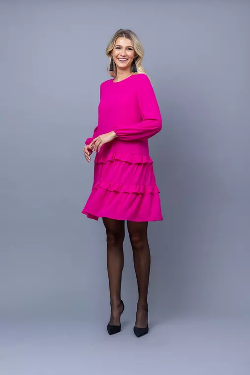 Rochie lejera cu volane duble fucsia R8350 picture - 3
