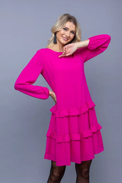 Rochie lejera cu volane duble fucsia R8350 picture - 8