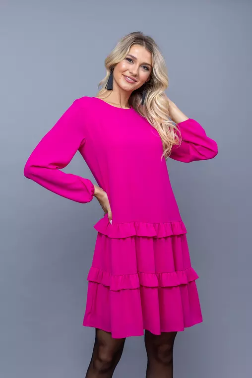 Rochie lejera cu volane duble fucsia R8350 picture - 9