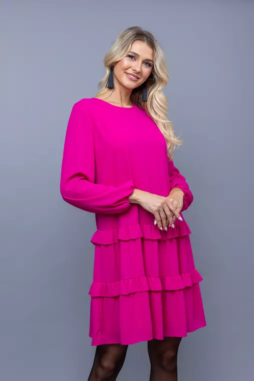 Rochie lejera cu volane duble fucsia R8350 picture - 10
