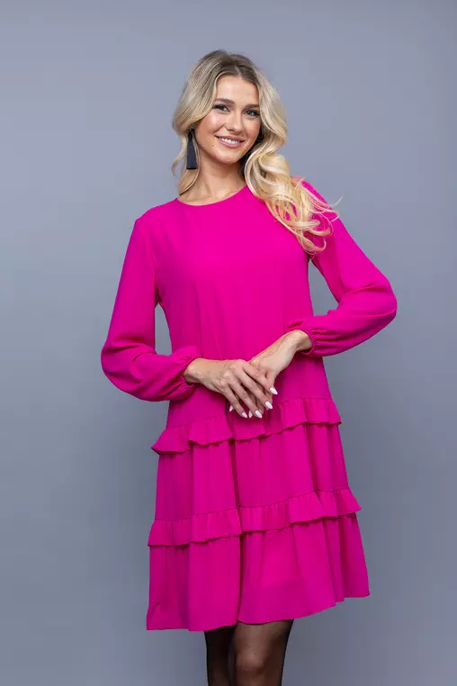 Rochie lejera cu volane duble fucsia R8350 picture - 12