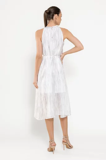 Rochie lejeră decorată cu strasuri si floare ivory RFY0308