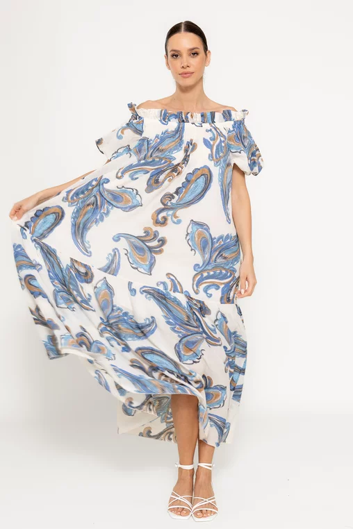 Rochie lejeră din bumbac ivory RBR0304 picture - 1