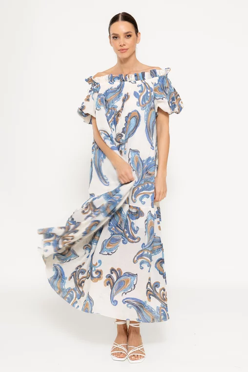 Rochie lejeră din bumbac ivory RBR0304 picture - 4