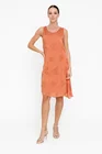 Rochie lejeră din mătase cu broderie somon RBB0506 thumbnail picture - 