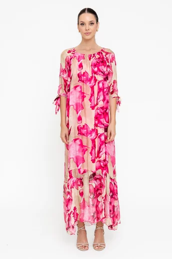 Rochie lejeră din mătase fucsia RGI0502